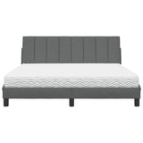 Lit avec matelas gris foncé 160x200 cm tissu