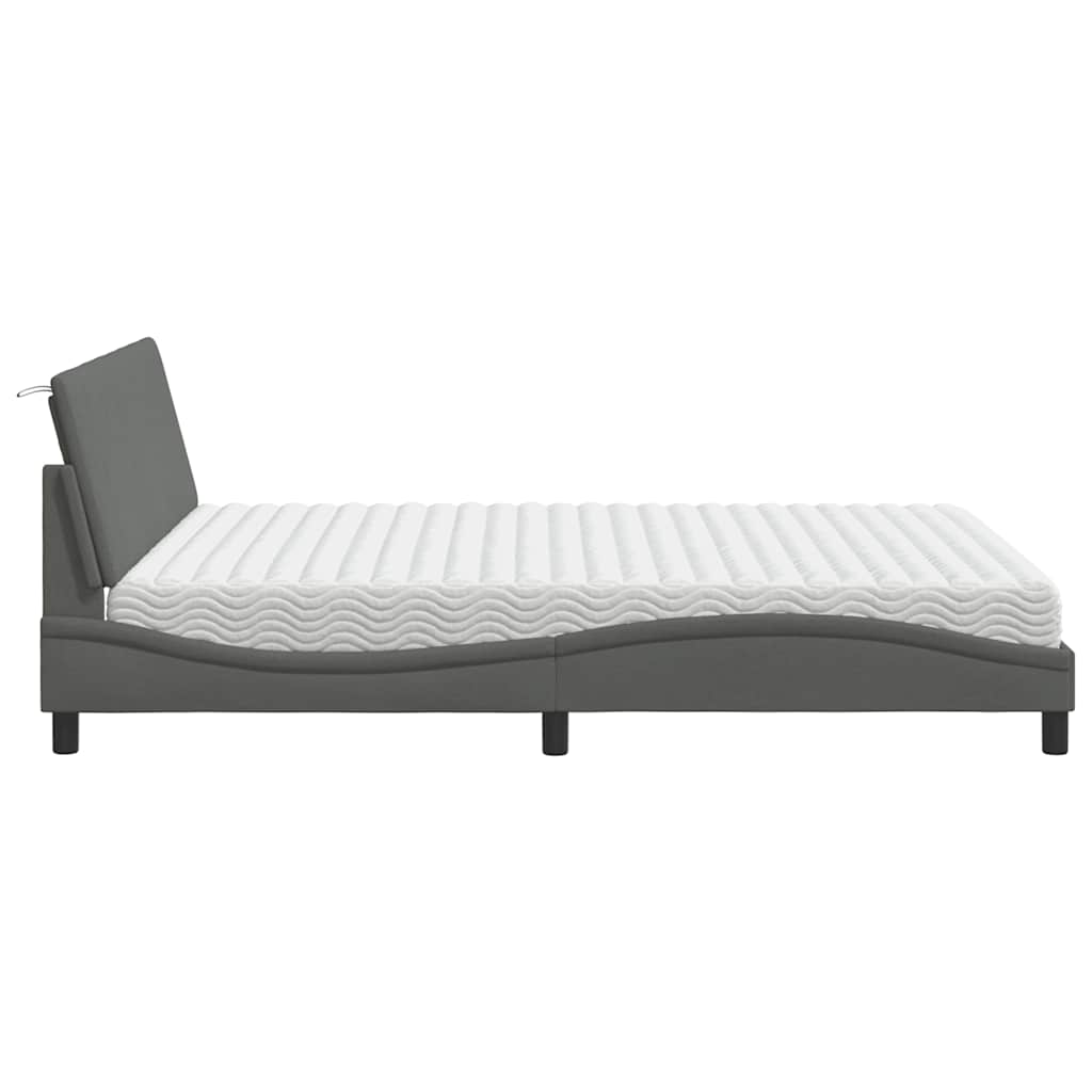 Lit avec matelas gris foncé 160x200 cm tissu