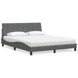 Lit avec matelas gris foncé 160x200 cm tissu