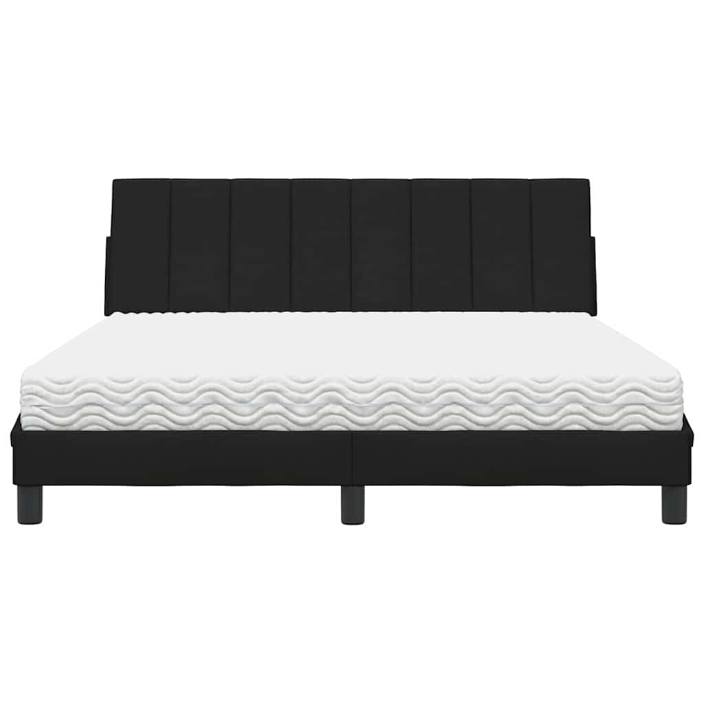 Lit avec matelas noir 160x200 cm tissu