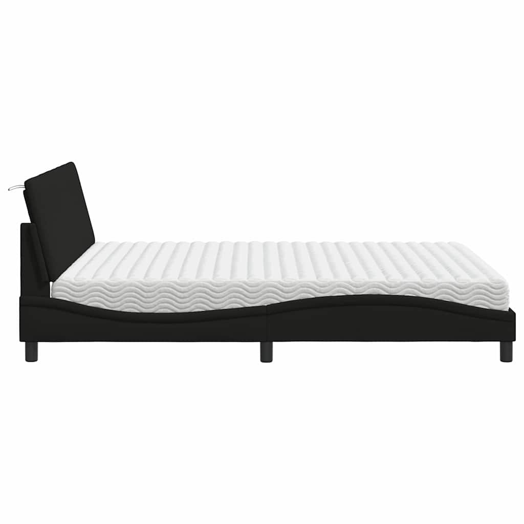 Lit avec matelas noir 160x200 cm tissu