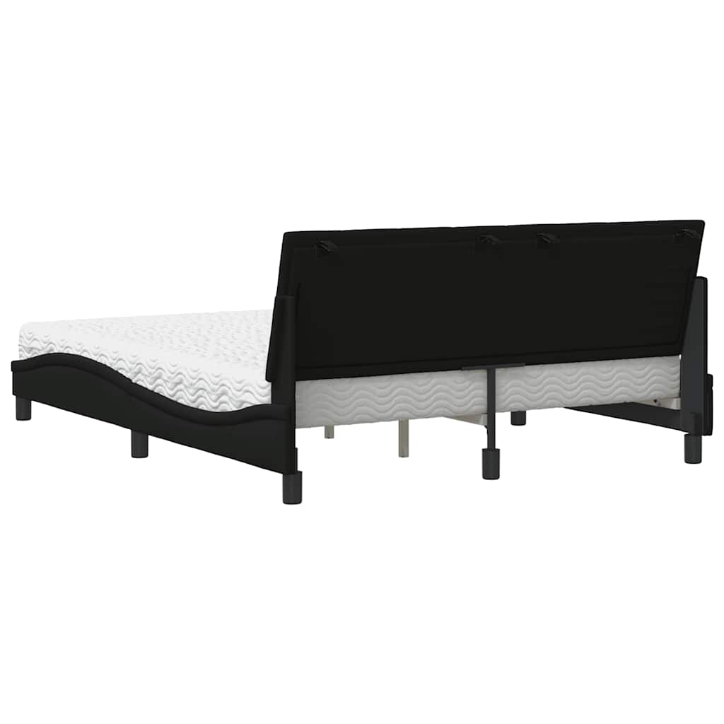 Lit avec matelas noir 160x200 cm tissu