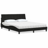 Lit avec matelas noir 160x200 cm tissu