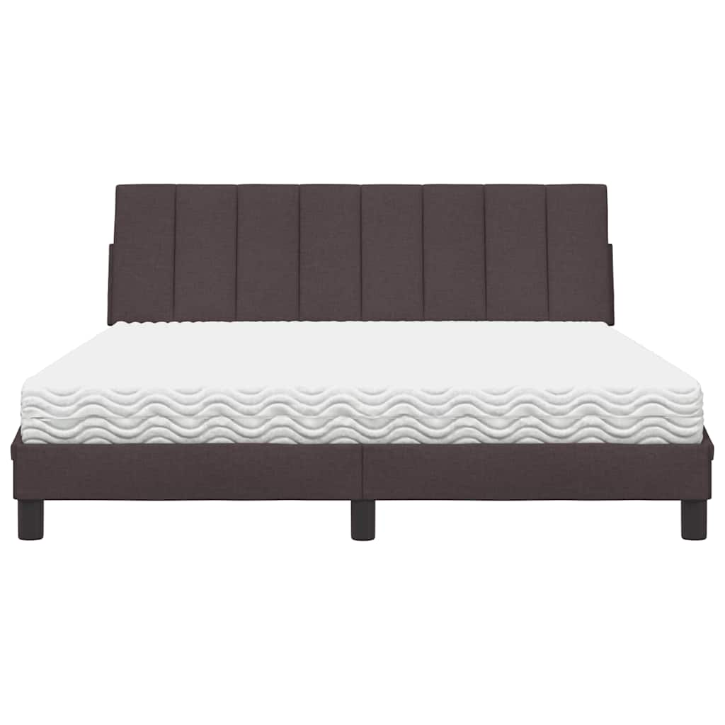 Lit avec matelas marron foncé 160x200 cm tissu