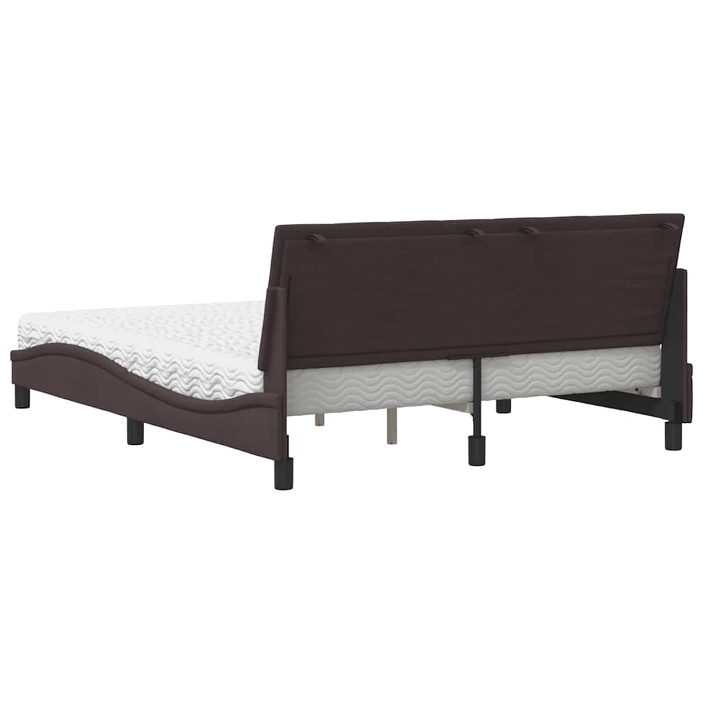 Lit avec matelas marron foncé 160x200 cm tissu