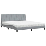 Lit avec matelas gris clair 180x200 cm tissu