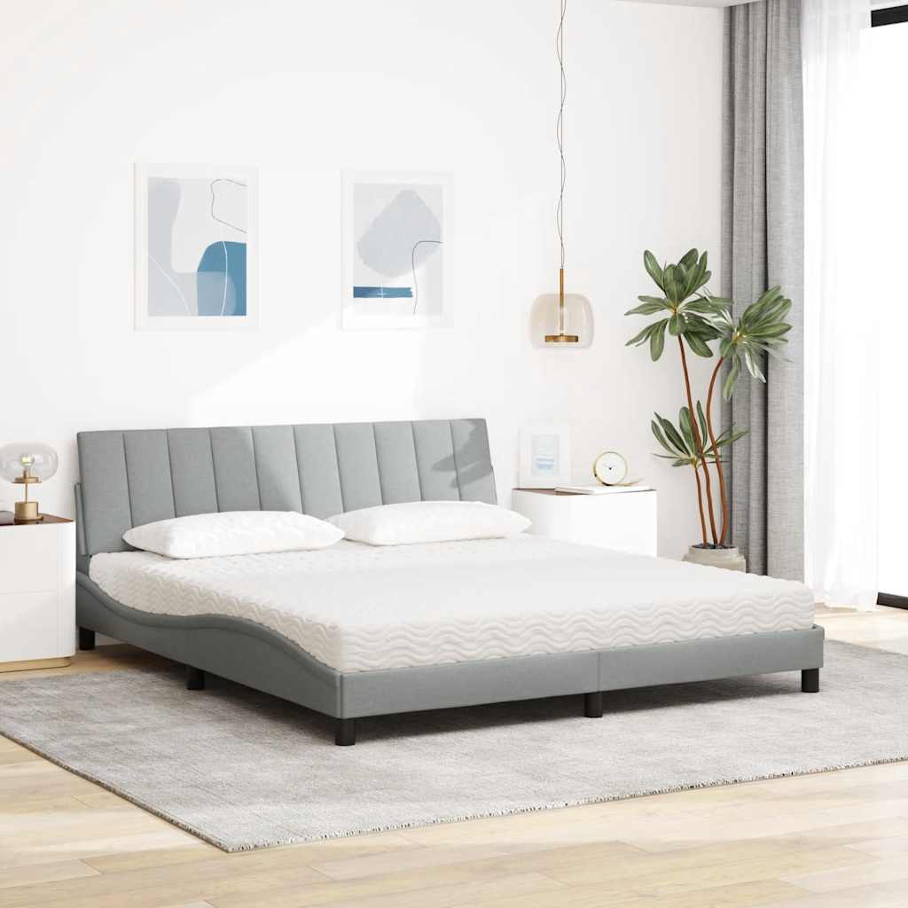 Lit avec matelas gris clair 180x200 cm tissu