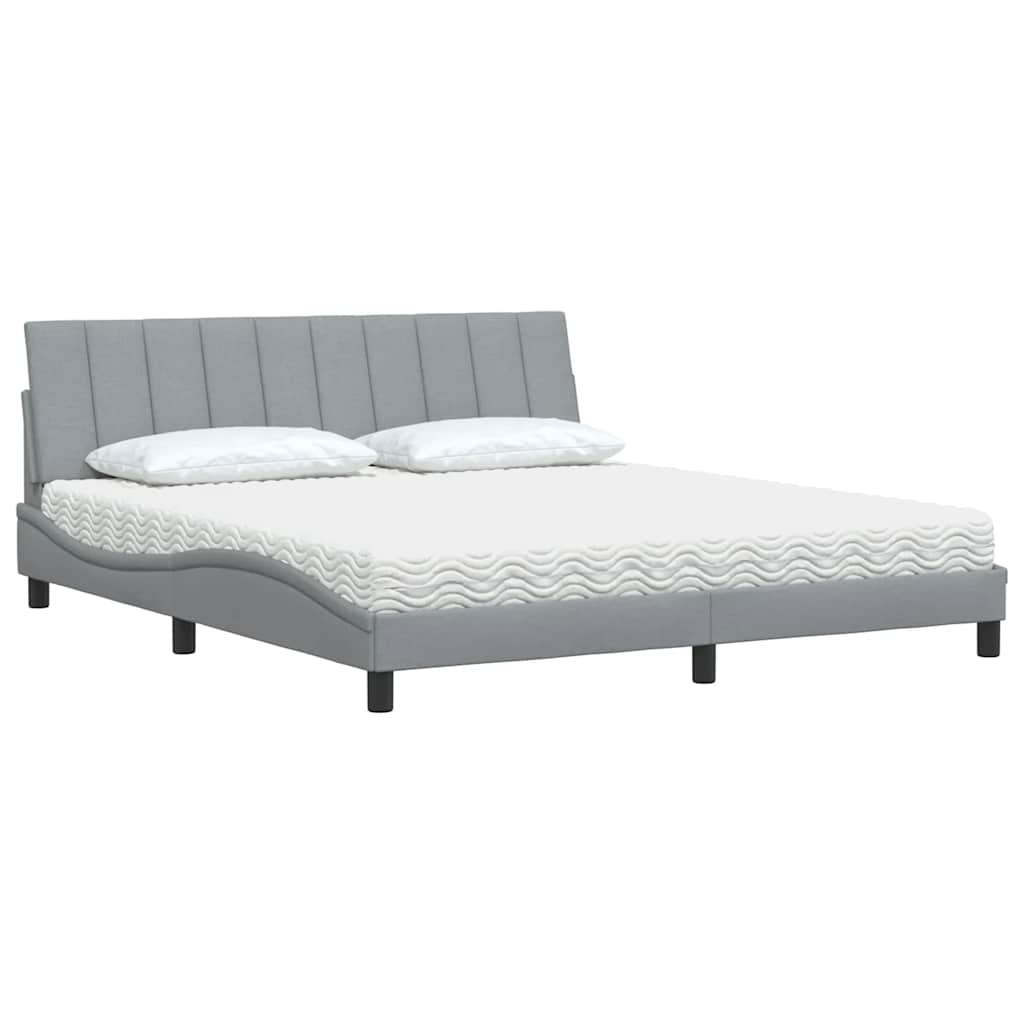 Lit avec matelas gris clair 180x200 cm tissu