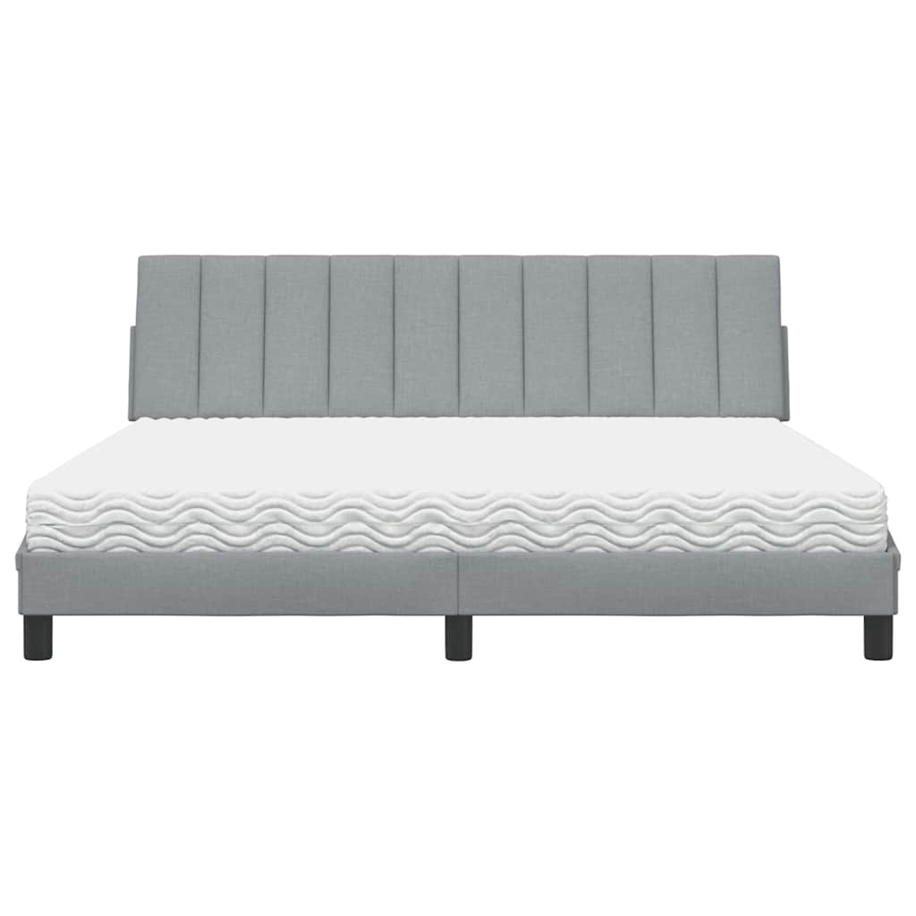 Lit avec matelas gris clair 180x200 cm tissu