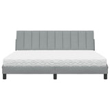 Lit avec matelas gris clair 180x200 cm tissu