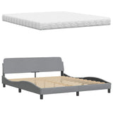 Lit avec matelas gris clair 180x200 cm tissu