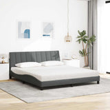 Lit avec matelas gris foncé 180x200 cm tissu