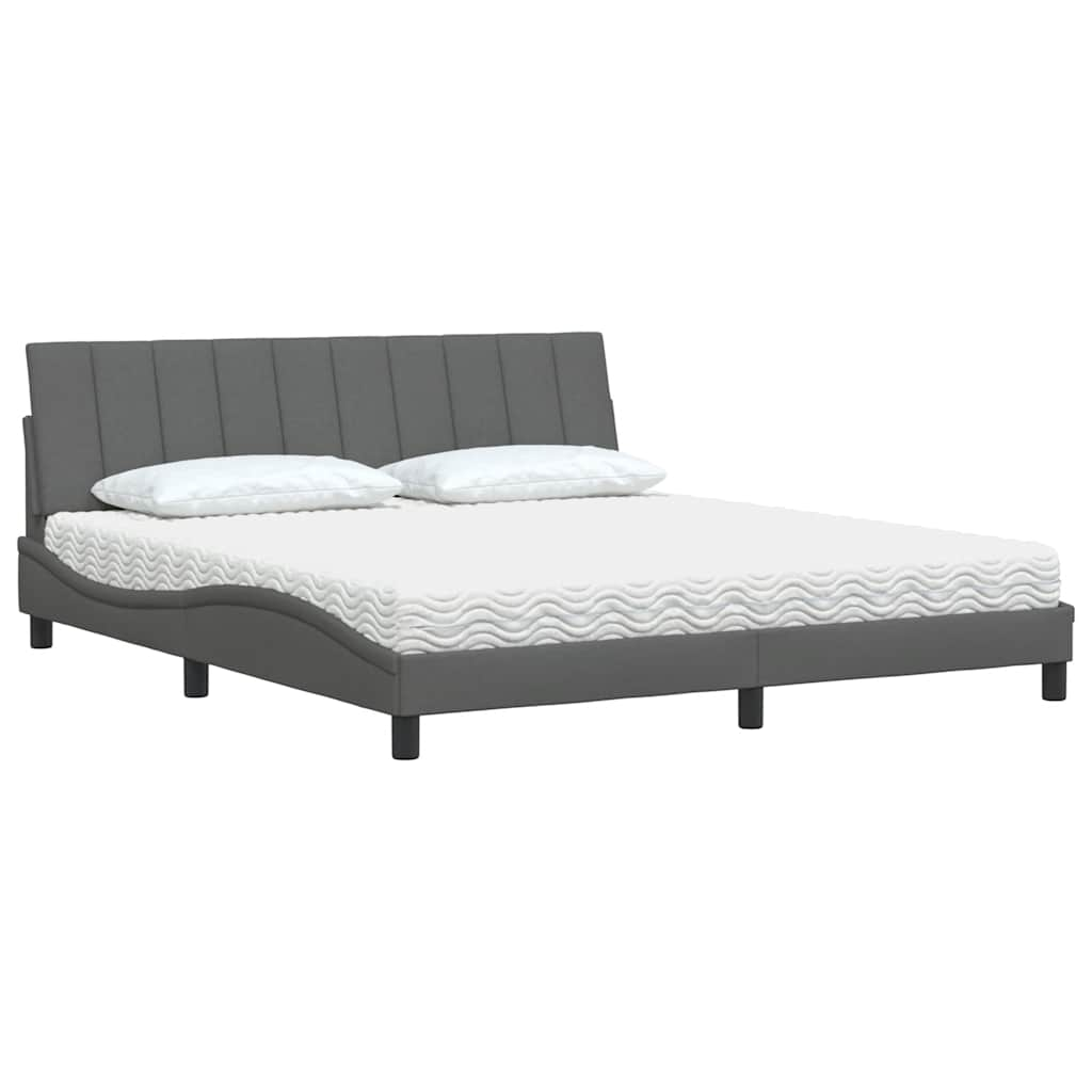 Lit avec matelas gris foncé 180x200 cm tissu