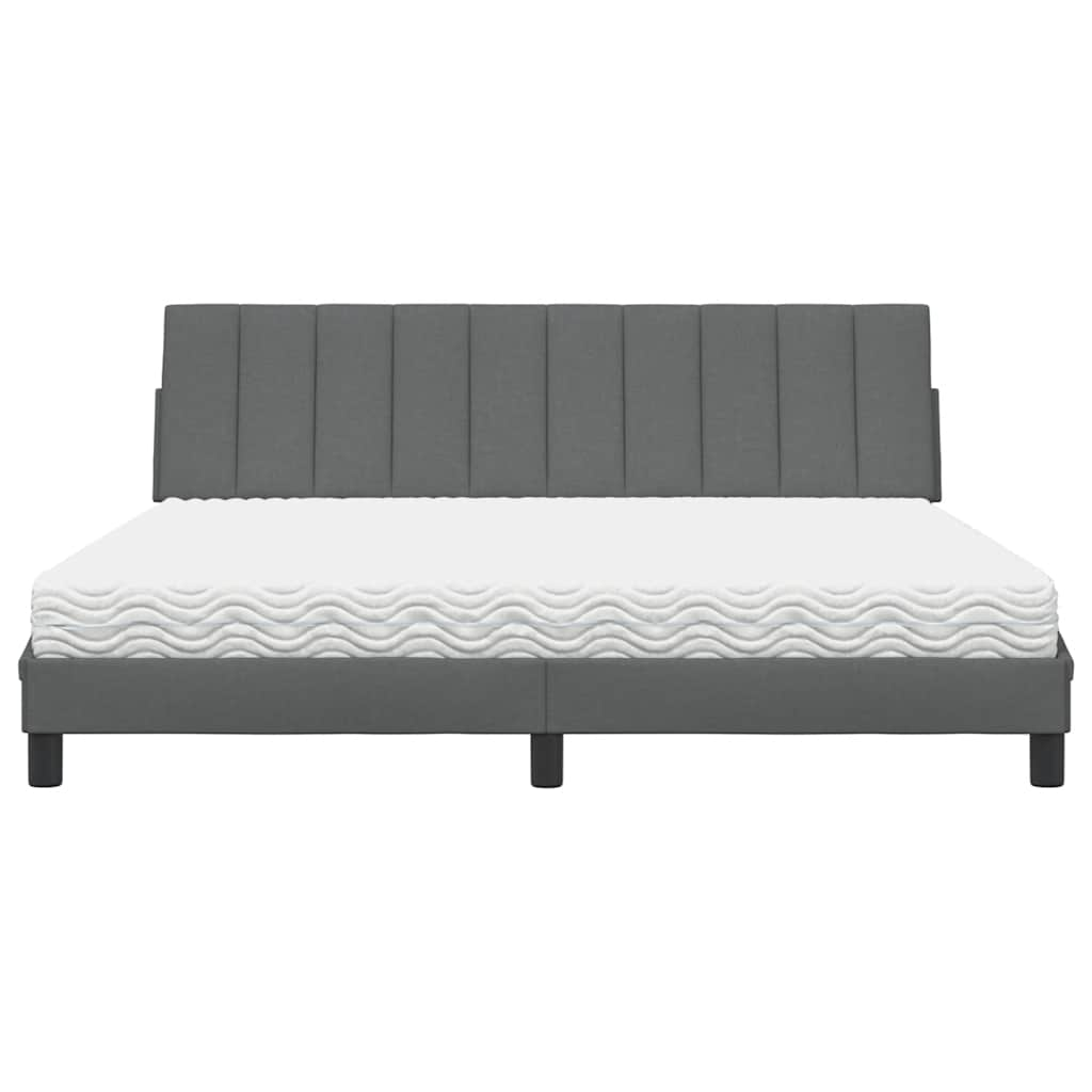 Lit avec matelas gris foncé 180x200 cm tissu