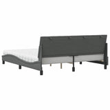 Lit avec matelas gris foncé 180x200 cm tissu