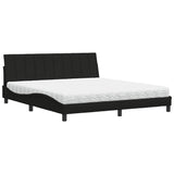 Lit avec matelas noir 180x200 cm tissu