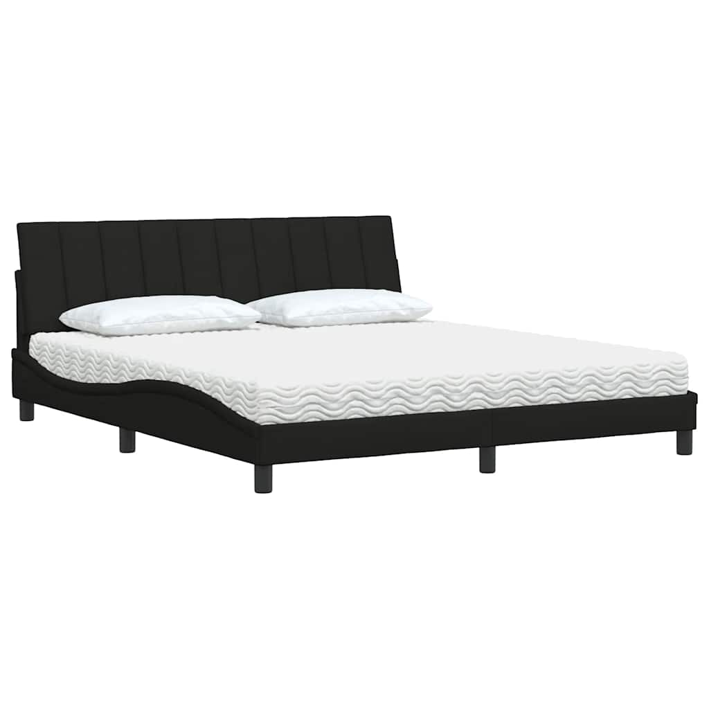 Lit avec matelas noir 180x200 cm tissu