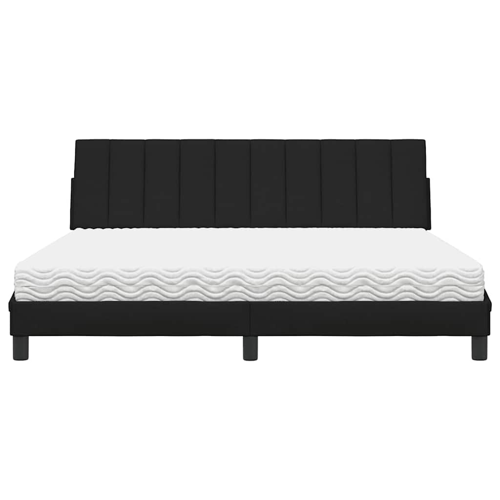 Lit avec matelas noir 180x200 cm tissu