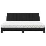 Lit avec matelas noir 180x200 cm tissu