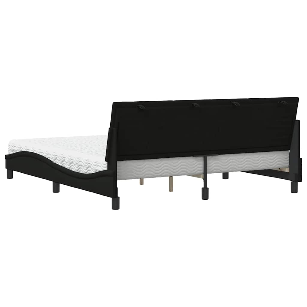 Lit avec matelas noir 180x200 cm tissu