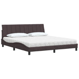 Lit avec matelas marron foncé 180x200 cm tissu