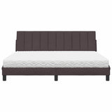 Lit avec matelas marron foncé 180x200 cm tissu