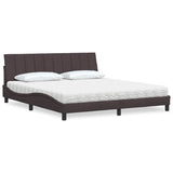 Lit avec matelas marron foncé 180x200 cm tissu