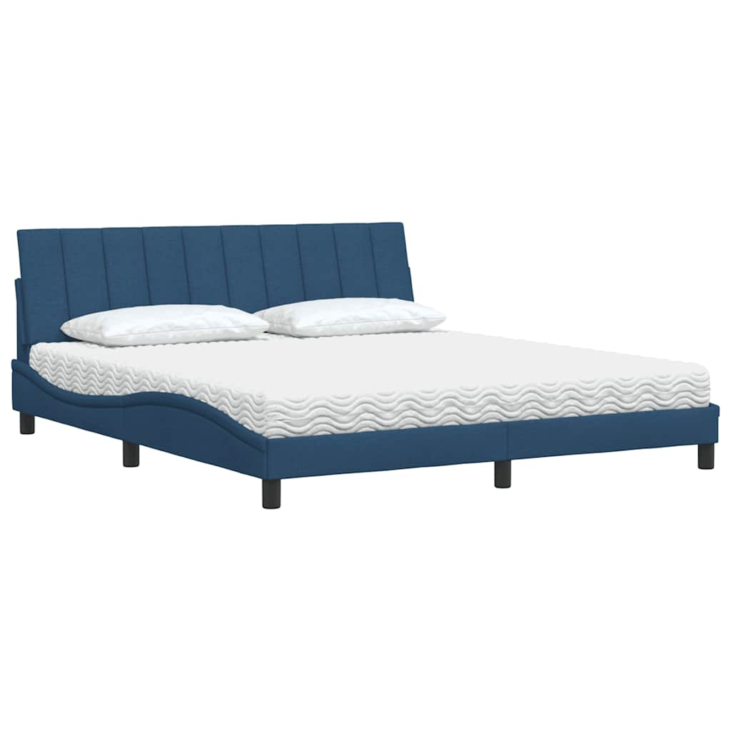 Lit avec matelas bleu 180x200 cm tissu