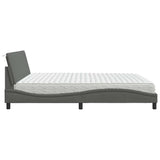 Lit avec matelas gris foncé 200x200 cm tissu