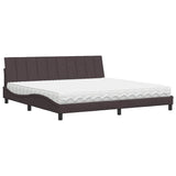 Lit avec matelas marron foncé 200x200 cm tissu