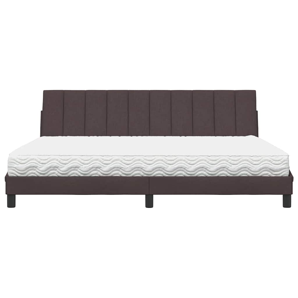 Lit avec matelas marron foncé 200x200 cm tissu