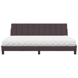 Lit avec matelas marron foncé 200x200 cm tissu