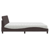 Lit avec matelas marron foncé 200x200 cm tissu