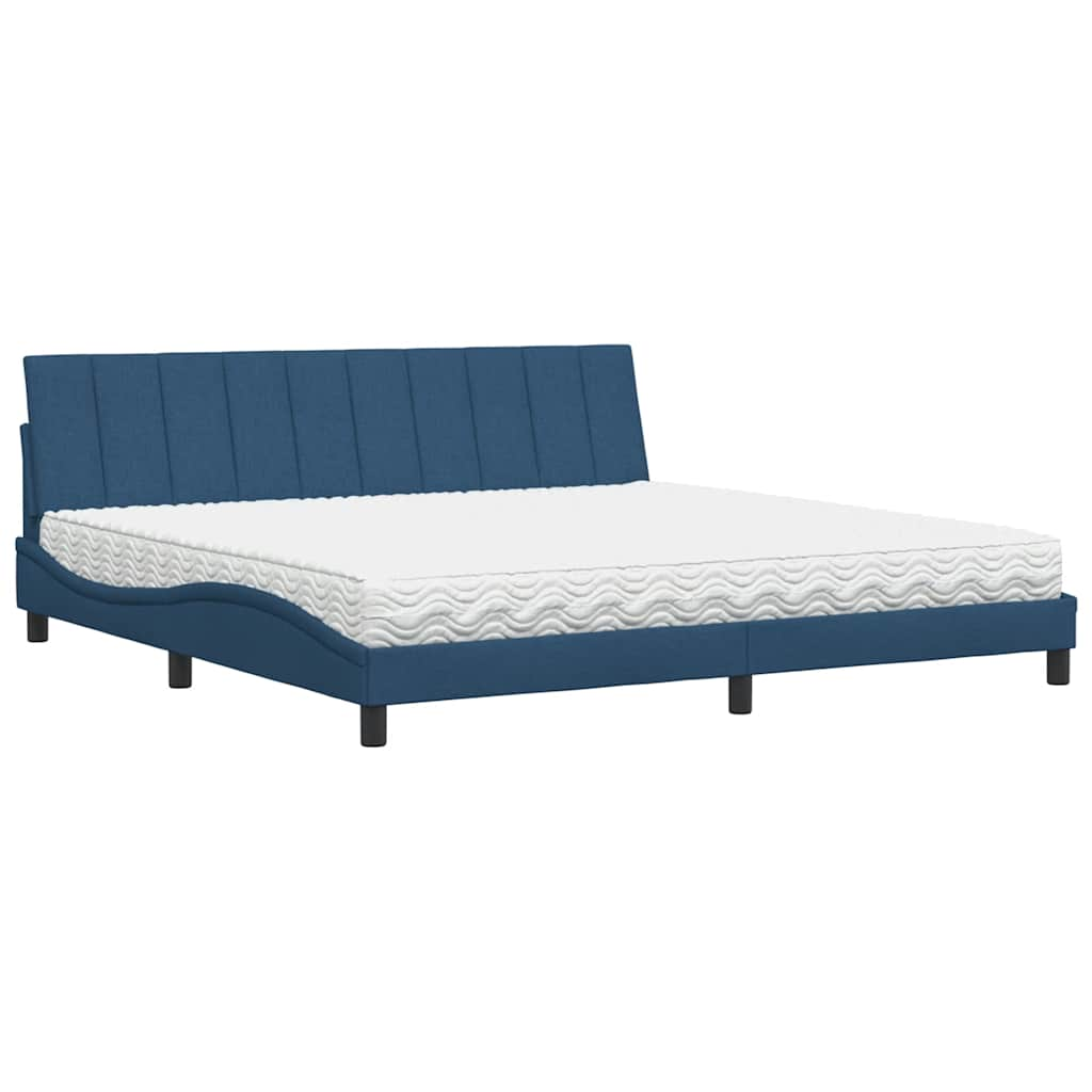 Lit avec matelas bleu 200x200 cm tissu