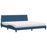 Lit avec matelas bleu 200x200 cm tissu