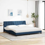 Lit avec matelas bleu 200x200 cm tissu