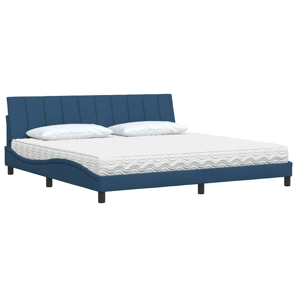 Lit avec matelas bleu 200x200 cm tissu