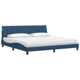 Lit avec matelas bleu 200x200 cm tissu