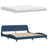 Lit avec matelas bleu 200x200 cm tissu