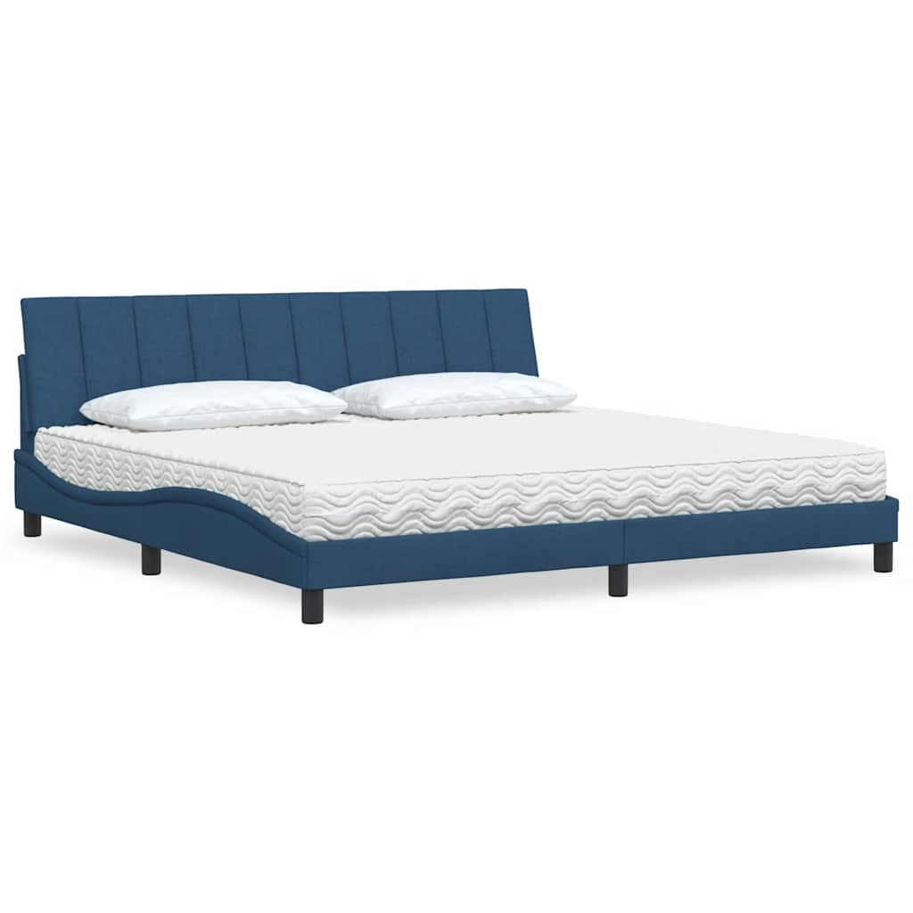 Lit avec matelas bleu 200x200 cm tissu