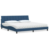 Lit avec matelas bleu 200x200 cm tissu