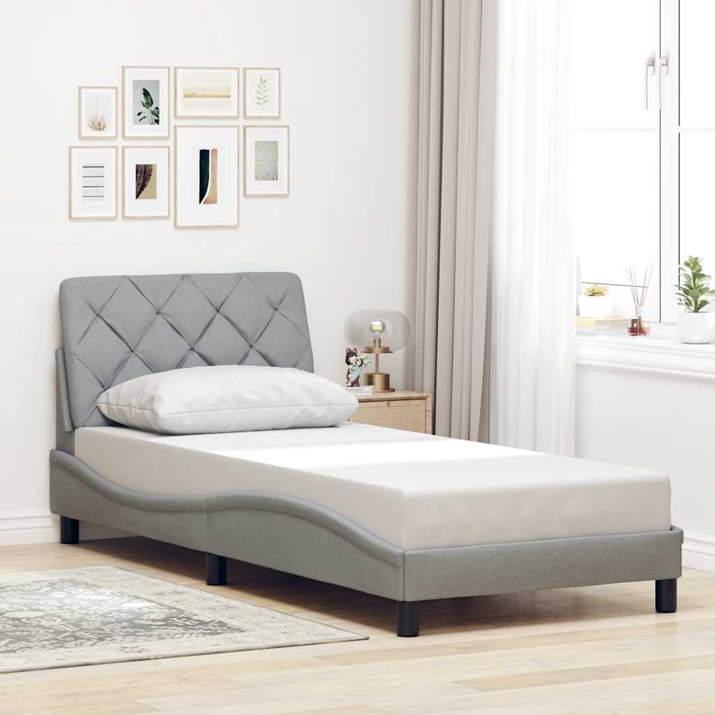 Cadre de lit sans matelas gris clair 80x200 cm tissu