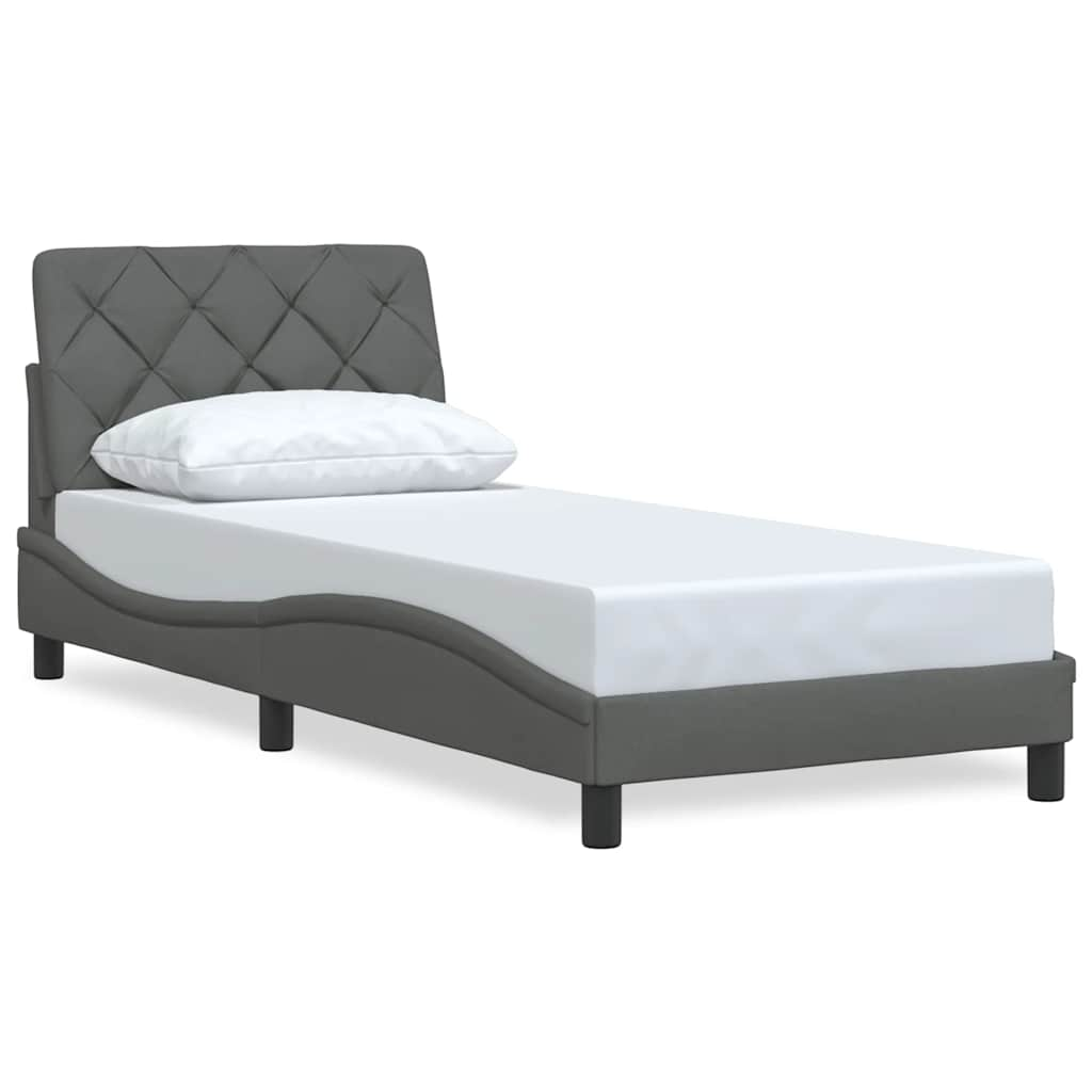 Cadre de lit sans matelas gris foncé 80x200 cm tissu