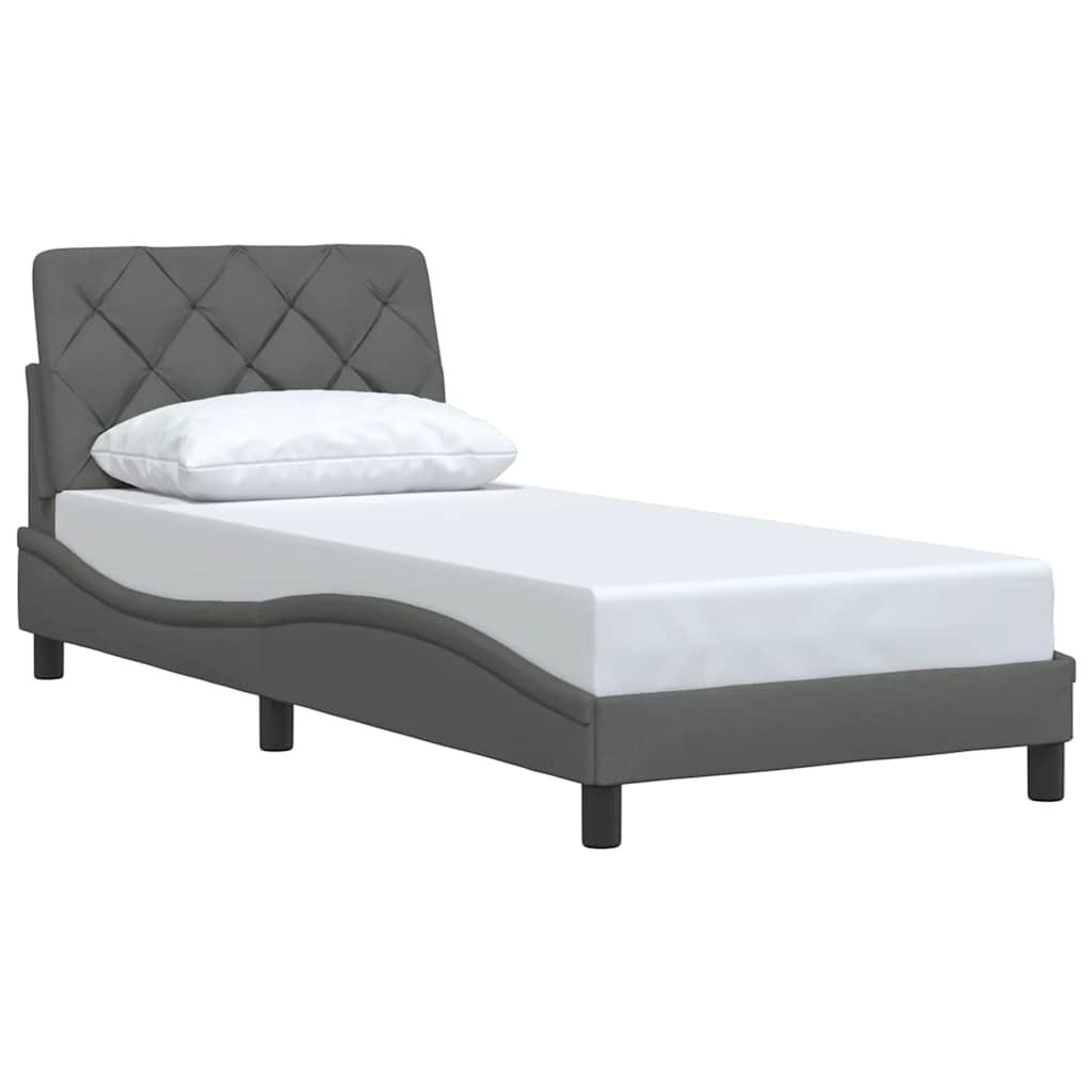 Cadre de lit sans matelas gris foncé 80x200 cm tissu