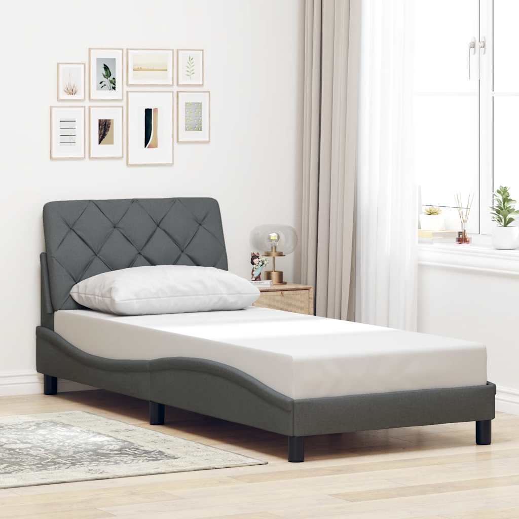 Cadre de lit sans matelas gris foncé 80x200 cm tissu