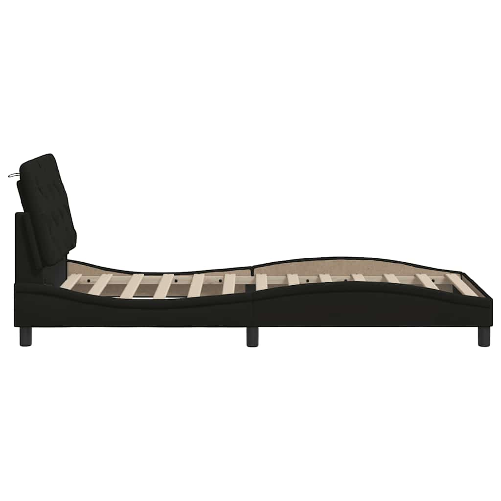 Cadre de lit sans matelas noir 80x200 cm tissu