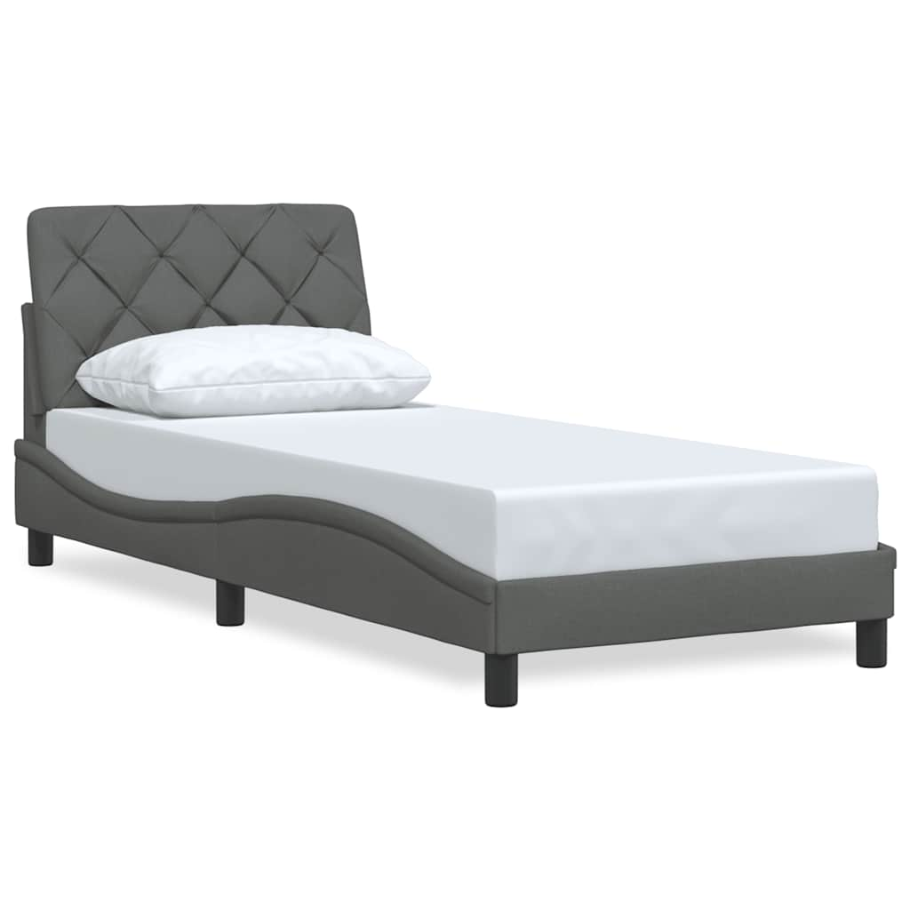 Cadre de lit sans matelas gris foncé 90x190 cm tissu