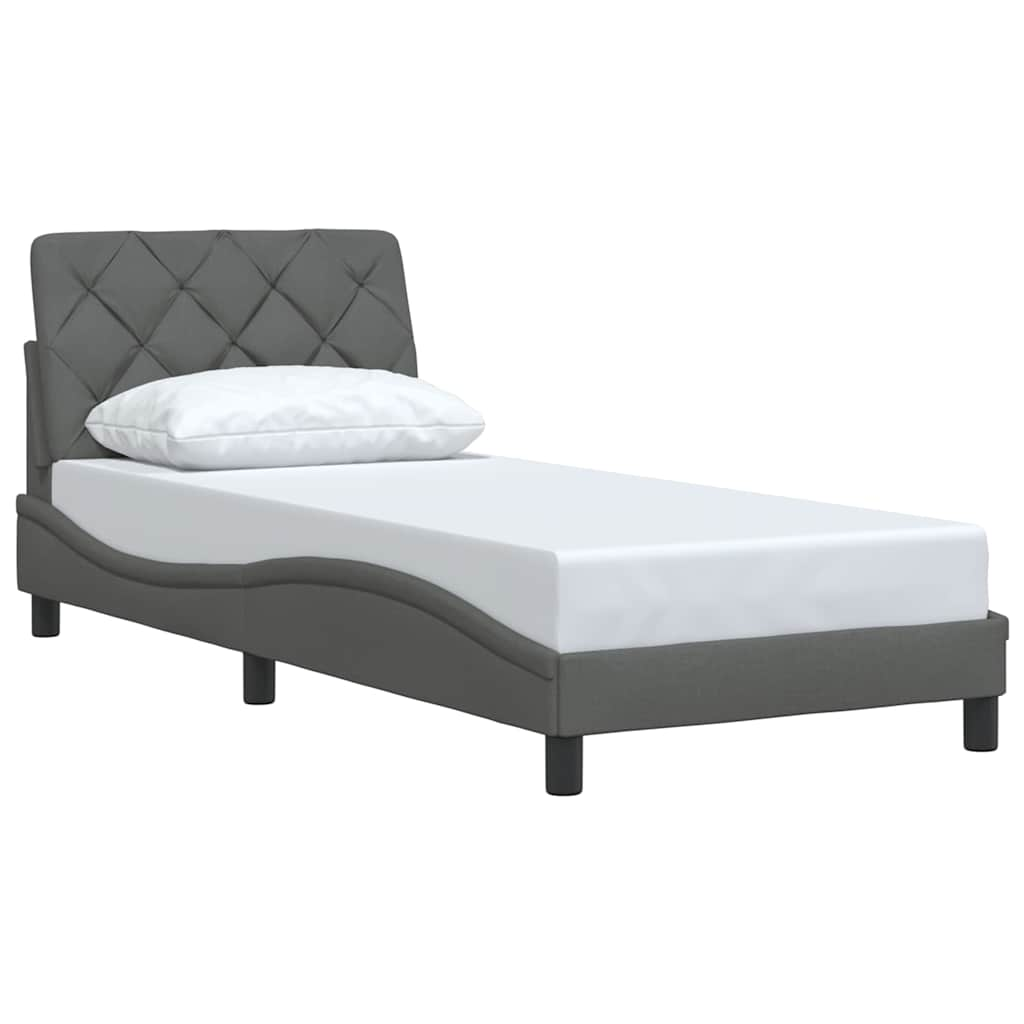 Cadre de lit sans matelas gris foncé 90x190 cm tissu