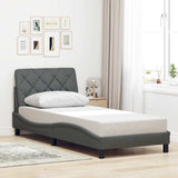 Cadre de lit sans matelas gris foncé 90x190 cm tissu