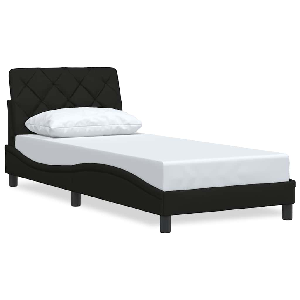 Cadre de lit sans matelas noir 90x190 cm tissu